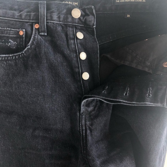 Aritzia Denim Forum Joni High Rise Loose Black Eyeliner Destroy Jeans - Picture 6 of 7